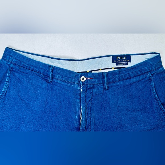 Polo Ralph Lauren Bedford Seersucker Men’s Shorts Navy Blue Size 34 - Picture 7 of 15